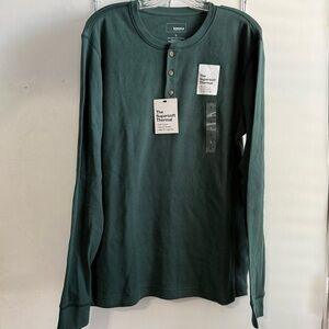 Men's Sonoma Long Sleeve Thermal Henley Size L Green